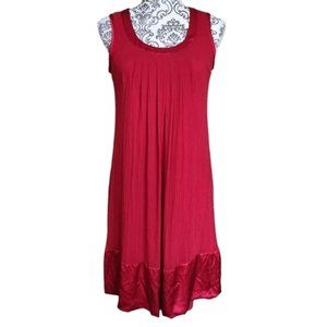 Banana Republic Monogram Dress Chiffon Silk Red Sleeveless Lined Womens S